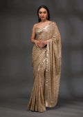 Gold Sequins Georgette Saree