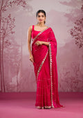 Red Mirrorwork Georgette Saree